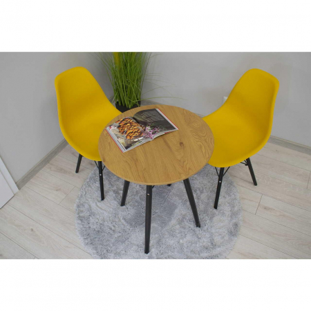 Masa stil scandinav, Artool, rotund, MDF si lemn, natur, 60x73 cm [4]