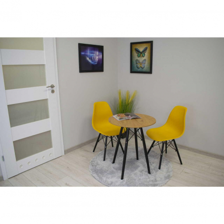 Masa stil scandinav, Artool, rotund, MDF si lemn, natur, 60x73 cm [1]