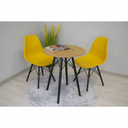Masa stil scandinav, Artool, rotund, MDF si lemn, natur, 60x73 cm [2]