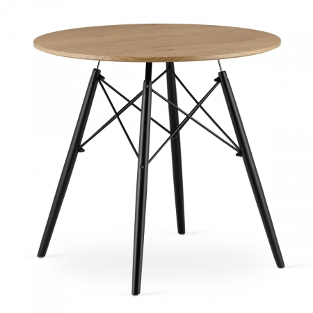 Masa stil scandinav, Artool, rotund, MDF si lemn, natur, 80x75 cm [12]