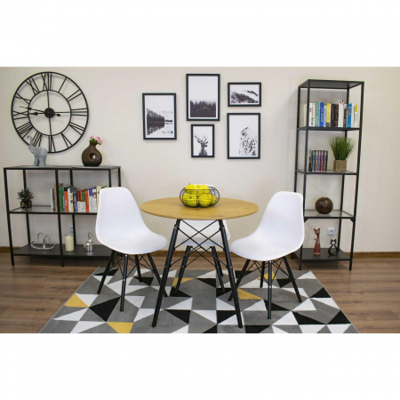 Masa stil scandinav, Artool, rotund, MDF si lemn, natur, 80x75 cm [2]