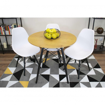 Masa stil scandinav, Artool, rotund, MDF si lemn, natur, 80x75 cm [5]
