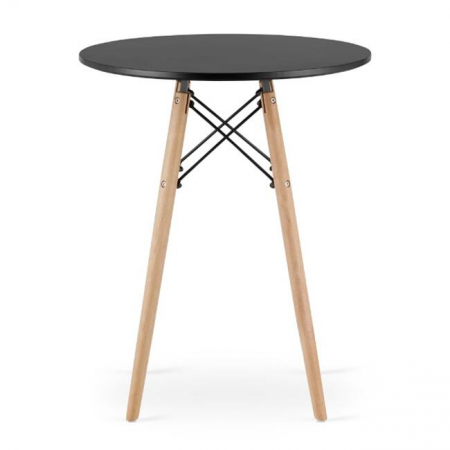 Masa stil scandinav, Artool, rotund, MDF si lemn, negru, 60x72 cm [3]