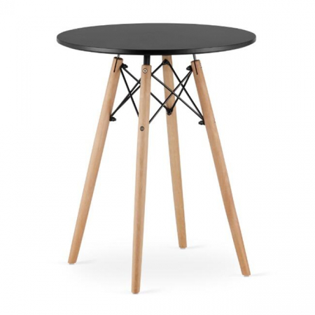 Masa stil scandinav, Artool, rotund, MDF si lemn, negru, 60x72 cm [1]