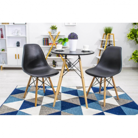 Masa stil scandinav, Artool, rotund, MDF si lemn, negru, 60x72 cm [6]