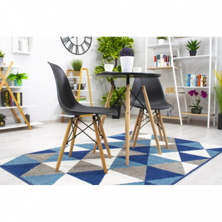 Masa stil scandinav, Artool, rotund, MDF si lemn, negru, 60x72 cm [4]