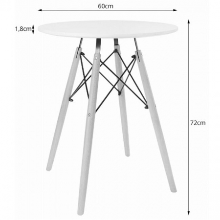 Masa stil scandinav, Artool, rotund, MDF si lemn, negru, 60x72 cm [2]