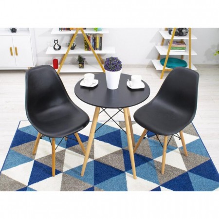 Masa stil scandinav, Artool, rotund, MDF si lemn, negru, 60x72 cm [5]