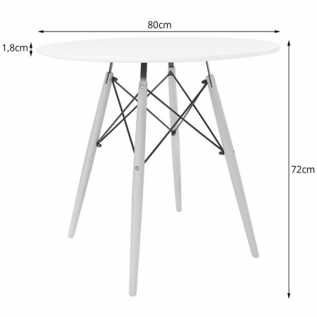 Masa stil scandinav, Artool, rotund, MDF si lemn, negru, 80x72 cm [3]