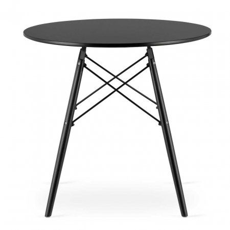 Masa stil scandinav, Artool, rotund, MDF si lemn, negru, 80x72 cm [2]