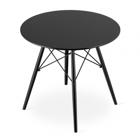 Mese - Masa stil scandinav, Artool, rotund, MDF si lemn, negru, 80x72 cm