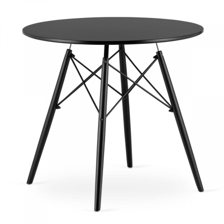 Masa stil scandinav, Artool, rotund, MDF si lemn, negru, 80x72 cm [1]