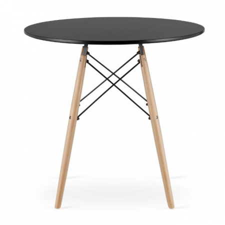 Masa stil scandinav, Artool, rotund, MDF si lemn, negru, natur, 80x72 cm [3]