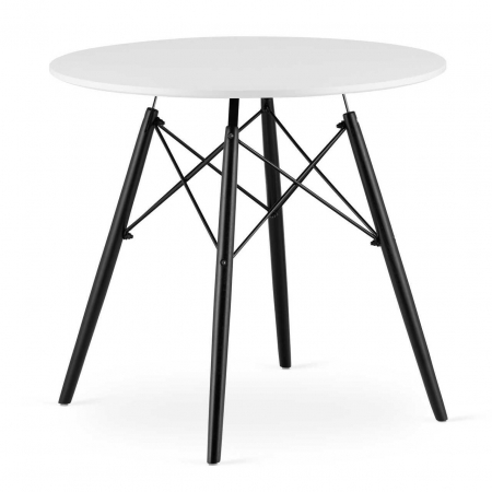 Masa stil scandinav, Artool, Todi, rotund, MDF si lemn, alb si negru, 80x72 cm [3]