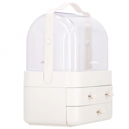 Organizator cosmetice, plastic, 3 niveluri, 3 sertare, alb, 29.8x20.4x39.5 cm, Springos [13]