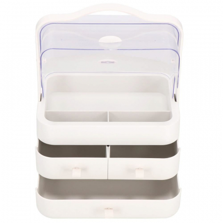Organizator cosmetice, plastic, 3 niveluri, 3 sertare, alb, 29.8x20.4x39.5 cm, Springos [12]