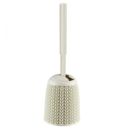 Suporturi si accesorii de baie - Perie wc/toaleta, cu suport, pentru baie, plastic, crem, 14x14x43 cm, Curver