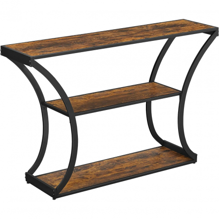 Mobila living si biblioteci - Raft depozitare, Artool, pal, otel, 3 polite, maro rustic si negru, max 30 kg, 120x30x80 cm