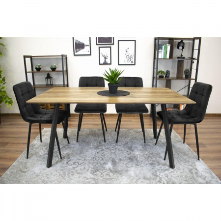 Scaun bucatarie/dining, Artool, Kara, catifea, metal, negru, 44.5x50.5x87 cm [2]