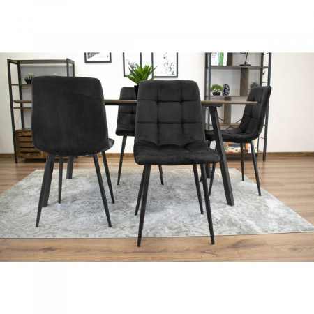 Scaun bucatarie/dining, Artool, Kara, catifea, metal, negru, 44.5x50.5x87 cm [3]