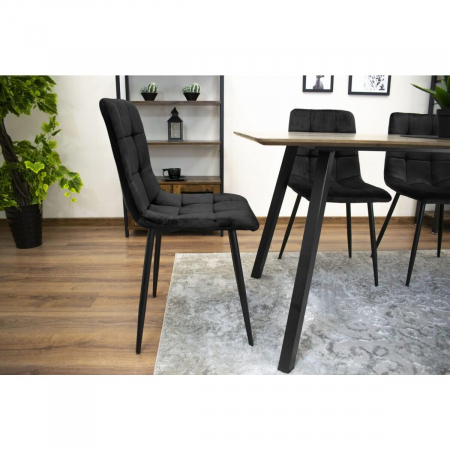 Scaun bucatarie/dining, Artool, Kara, catifea, metal, negru, 44.5x50.5x87 cm [5]