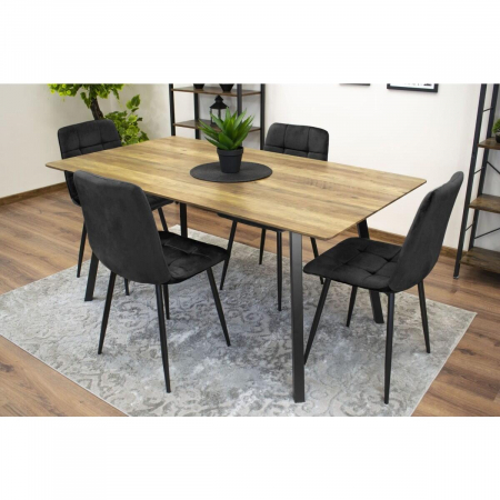 Scaun bucatarie/dining, Artool, Kara, catifea, metal, negru, 44.5x50.5x87 cm [1]