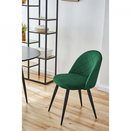 Scaun bucatarie/living, Akord, Brandy, catifea, otel, verde, 50x54x77 cm [1]