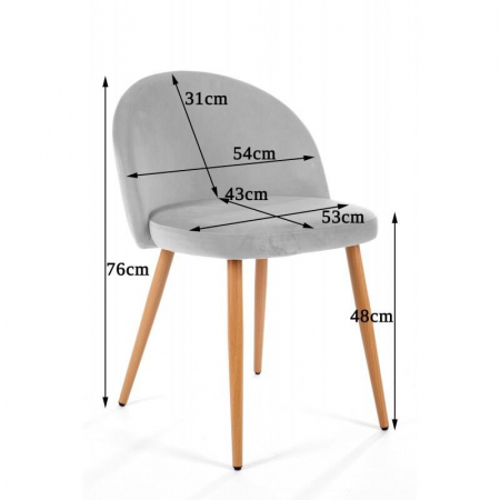 Scaun bucatarie/living, Akord, Maiden, catifea, otel, verde si natur, 54x54x76 cm [4]