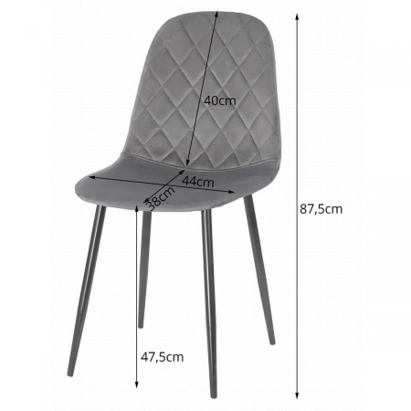 Scaun bucatarie/living, Artool, Asti, catifea, metal, verde si negru, 44.5x50.5x87.5 cm [4]
