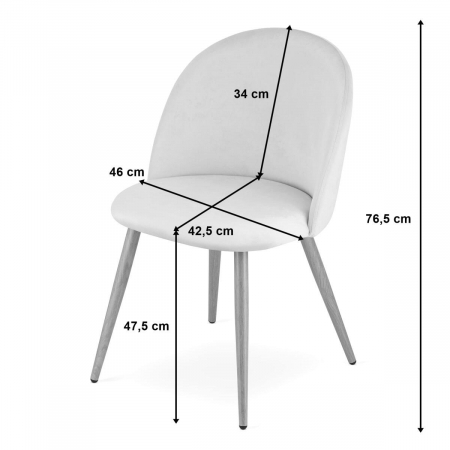 Scaun bucatarie/living, Artool, Bello, catifea, metal, argintiu, 46x42.5x76.5 cm [1]