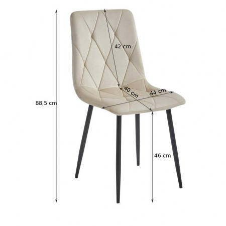 Scaun bucatarie/living, Artool, Libra, catifea, metal, bej si negru, 44x40x88.5 cm [1]