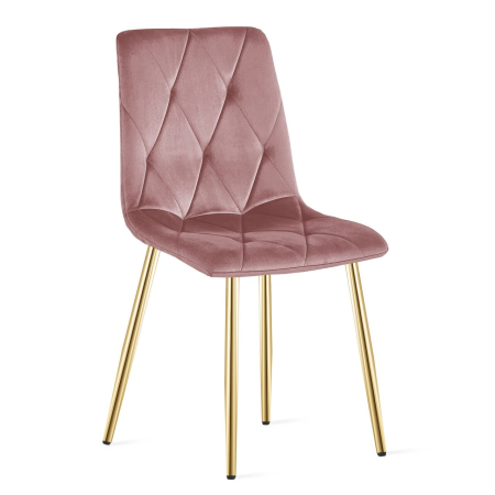 Scaune - Scaun bucatarie/living, Artool, Libra, catifea, metal, roz si auriu, 45x54x86.5 cm
