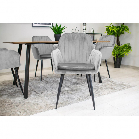 Scaun bucatarie/living, Artool, Lugo, catifea, metal, argintiu si negru, 57.5x56.5x86.5 cm [8]