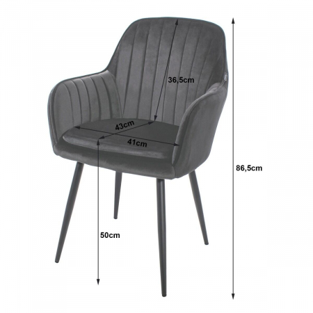 Scaun bucatarie/living, Artool, Lugo, catifea, metal, negru, 57.5x56.5x86.5 cm [9]