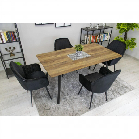 Scaun bucatarie/living, Artool, Lugo, catifea, metal, negru, 57.5x56.5x86.5 cm [2]
