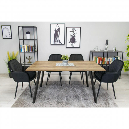 Scaun bucatarie/living, Artool, Lugo, catifea, metal, negru, 57.5x56.5x86.5 cm [3]