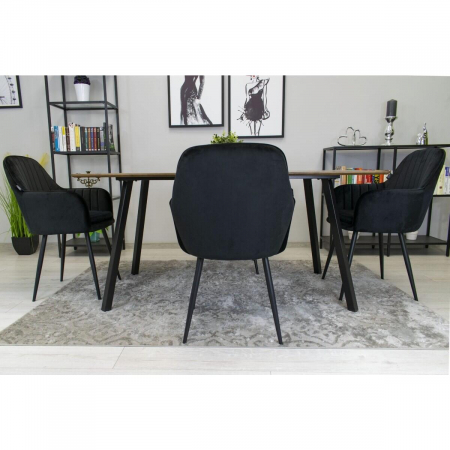 Scaun bucatarie/living, Artool, Lugo, catifea, metal, negru, 57.5x56.5x86.5 cm [5]