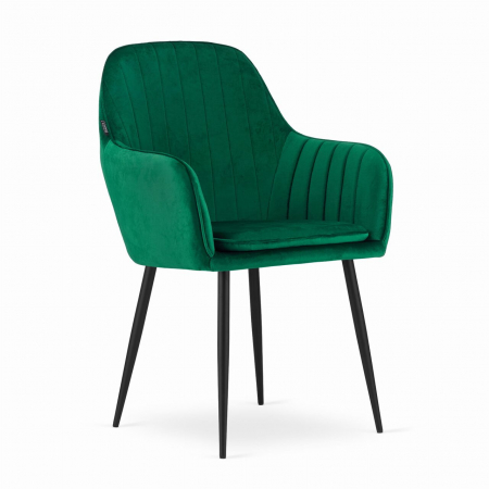 Scaune - Scaun bucatarie/living, Artool, Lugo, catifea, metal, verde si negru, 57.5x56.5x86.5 cm
