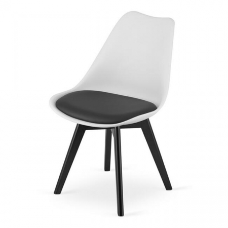 Scaun bucatarie/living, Artool, Mark, PP, lemn, alb si negru, perna neagra, 49x43x82 cm [6]