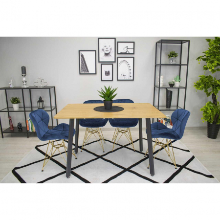 Scaun bucatarie/living, Artool, Nest, catifea, metal, bleumarin si auriu, 47x53x73 cm [5]