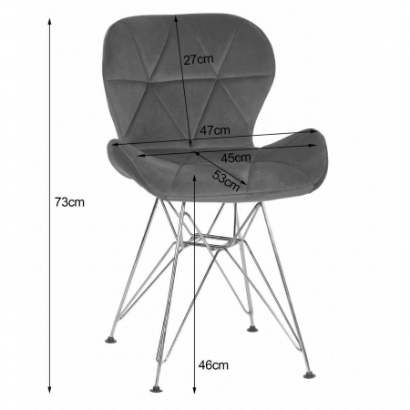 Scaun bucatarie/living, Artool, Nest, catifea, metal, bleumarin si auriu, 47x53x73 cm [3]