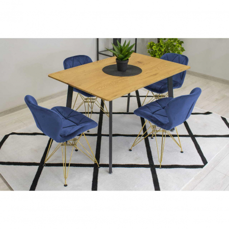 Scaun bucatarie/living, Artool, Nest, catifea, metal, bleumarin si auriu, 47x53x73 cm [8]