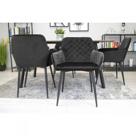 Scaun bucatarie/living, Artool, Nola, catifea, metal, negru, 58x57x79 cm [2]