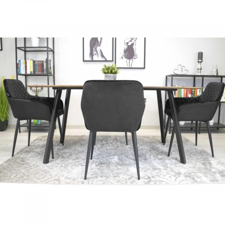 Scaun bucatarie/living, Artool, Nola, catifea, metal, negru, 58x57x79 cm [3]
