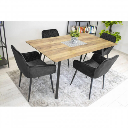 Scaun bucatarie/living, Artool, Nola, catifea, metal, negru, 58x57x79 cm [6]