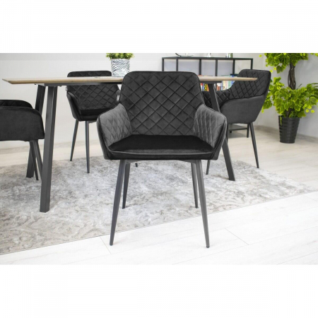 Scaun bucatarie/living, Artool, Nola, catifea, metal, negru, 58x57x79 cm [10]