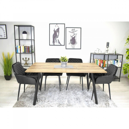 Scaun bucatarie/living, Artool, Nola, catifea, metal, negru, 58x57x79 cm [1]