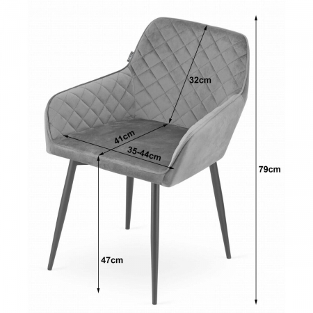 Scaun bucatarie/living, Artool, Nola, catifea, metal, negru, 58x57x79 cm [12]