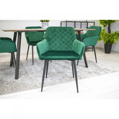 Scaun bucatarie/living, Artool, Nola, catifea, metal, verde si negru, 58x57x79 cm [8]