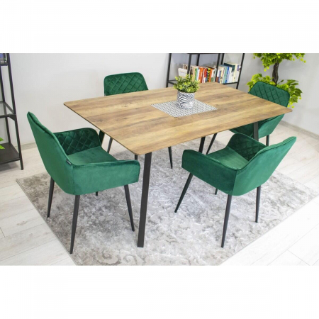 Scaun bucatarie/living, Artool, Nola, catifea, metal, verde si negru, 58x57x79 cm [2]